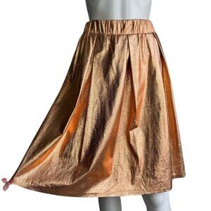 Moulinette Soeurs Metallic Copper A-Line Midi Skirt